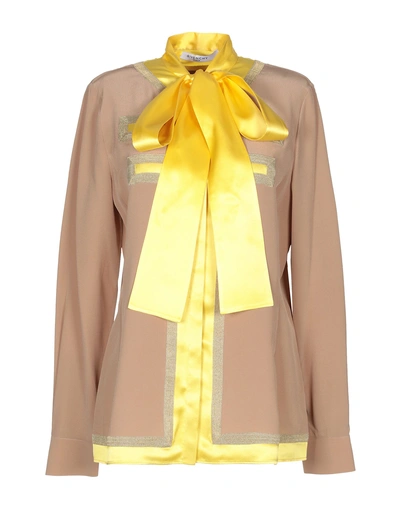 Shop Givenchy Woman Shirt Khaki Size 8 Silk, Polyester, Polyamide, Viscose In Beige