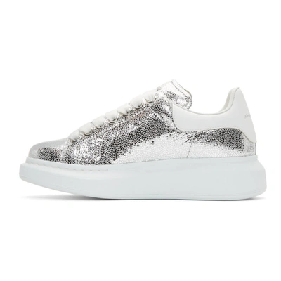 Shop Alexander Mcqueen Silver And White Oversized Sneakers In 8113 Silver