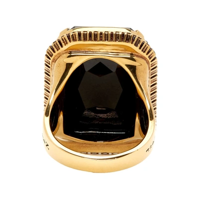 Shop Alexander Mcqueen Gold And Black Skull Jewelled Ring In 5080 Jetcry