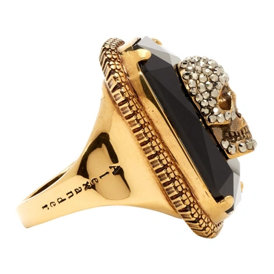 Shop Alexander Mcqueen Gold And Black Skull Jewelled Ring In 5080 Jetcry