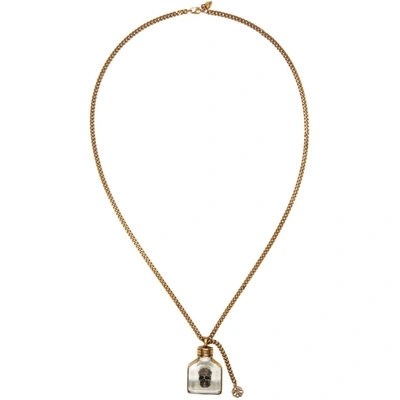 Shop Alexander Mcqueen Gold Skull Charm Necklace In 7414 Resina