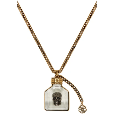 Shop Alexander Mcqueen Gold Skull Charm Necklace In 7414 Resina