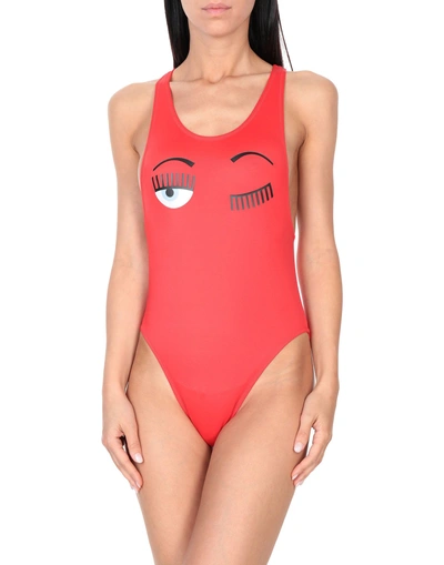 Shop Chiara Ferragni One-piece Swimsuits In Red