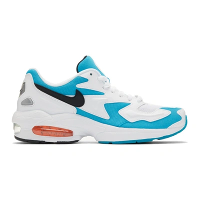 Shop Nike White And Blue Max2 Light Sneakers In 100 Wht/blu