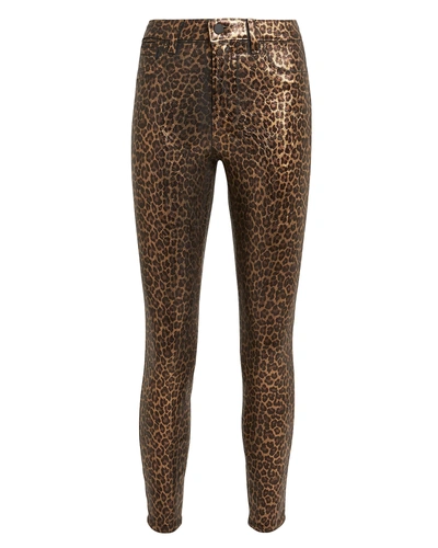 Shop L Agence Margot Cheetah Coated Jeans
