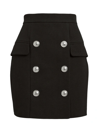 Shop Balmain Button-embellished Mini Skirt In Black