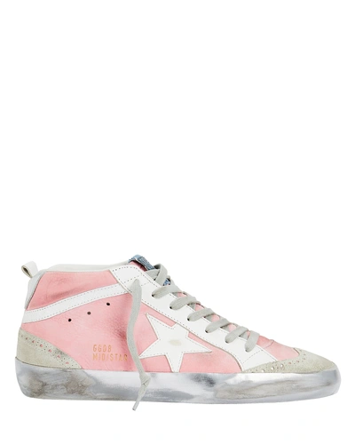 Shop Golden Goose Mid Star Blush Suede Sneakers
