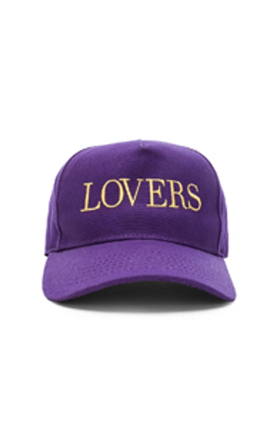 Shop Amiri Lovers Canvas Trucker Hat In Purple & Yellow