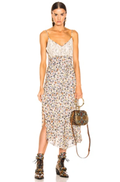 Shop Chloé Chloe Slip Dress In Floral,neutral. In Multicolor Brown