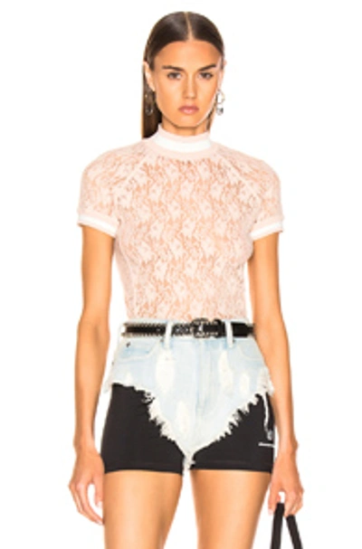 Shop Alexander Wang T Lace Short Sleeve Top In Shell