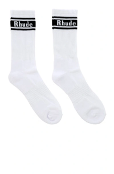 Shop Rhude Stripe Socks In White