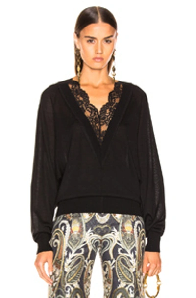 Shop Chloé Lace Sweater In Black