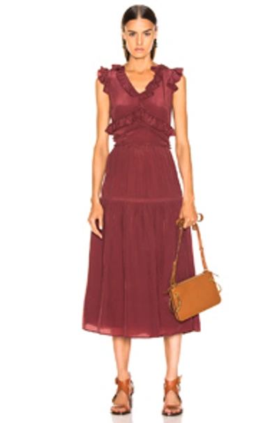 Shop Sea Hemingway Sleeveless Ruffle Dress In Purple In Plum