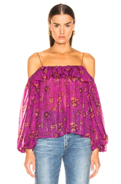 Shop Ulla Johnson Coline Blouse In Floral,pink,purple. In Magenta