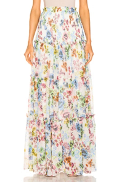 Shop Alexis Roshan Skirt In Blue,floral,pink,white. In Eden Floral Ivory