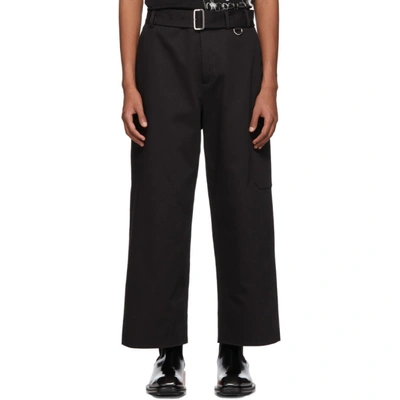 Shop Alexander Mcqueen Black Wide Belted Cargo Pants In 1000 Black