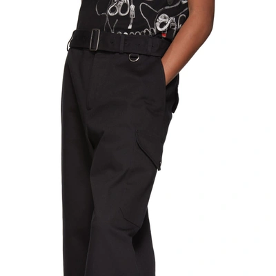 Shop Alexander Mcqueen Black Wide Belted Cargo Pants In 1000 Black