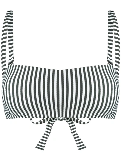 Shop Asceno Stripe Wrap Bandeau Bikini Top In Green