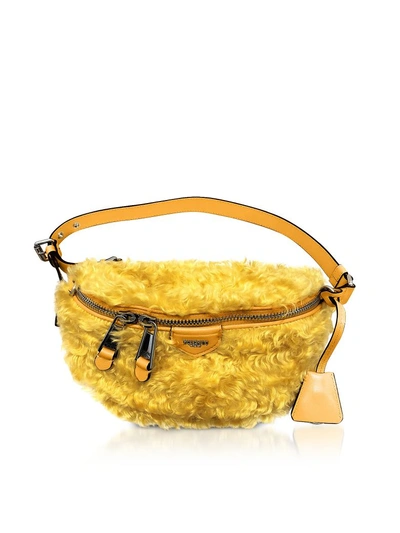 Shop Moschino Yellow Mohair Belt Bag