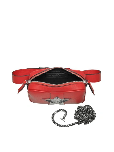 Shop Les Jeunes Etoiles Leather Vega Belt Bag W/chain Strap In Red