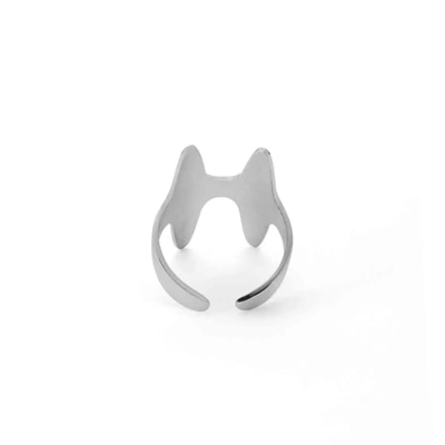 Shop Ekria Stone Age Double Bone Ring Shiny White Gold