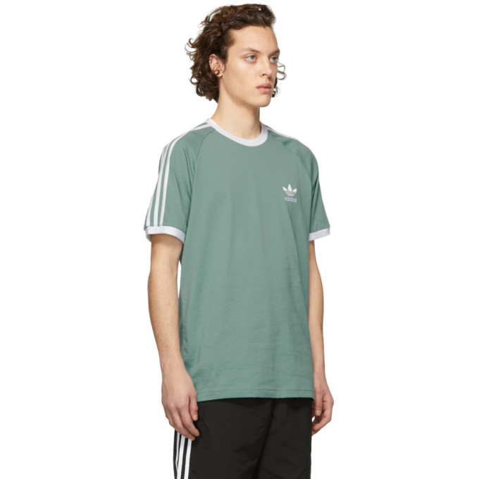 adidas green 3 stripe t shirt