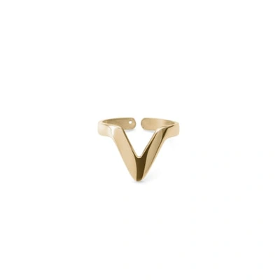 Shop Ekria Small Triangle Stackable Midi Ring Shiny Yellow Gold