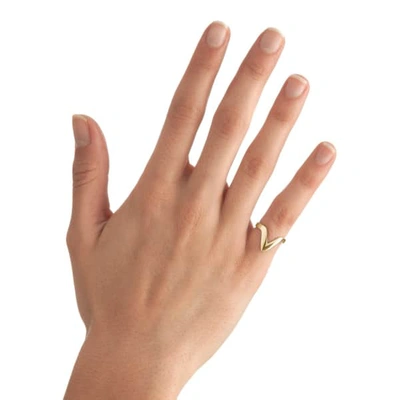 Shop Ekria Small Triangle Stackable Midi Ring Shiny Yellow Gold