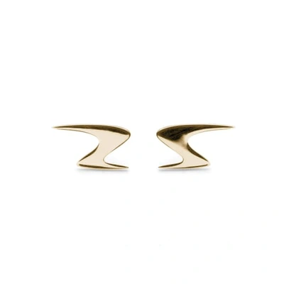 Shop Ekria Ziggy Stud Earrings Shiny Yellow Gold