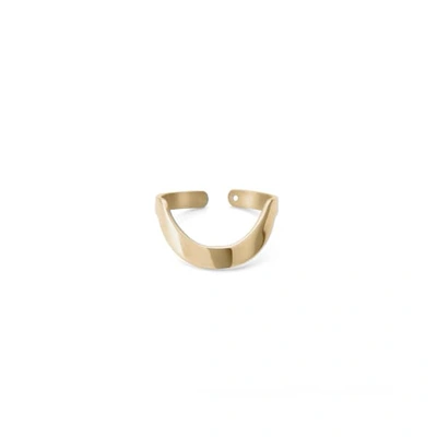 Shop Ekria Large Round Stackable Midi Ring Shiny Yellow Gold