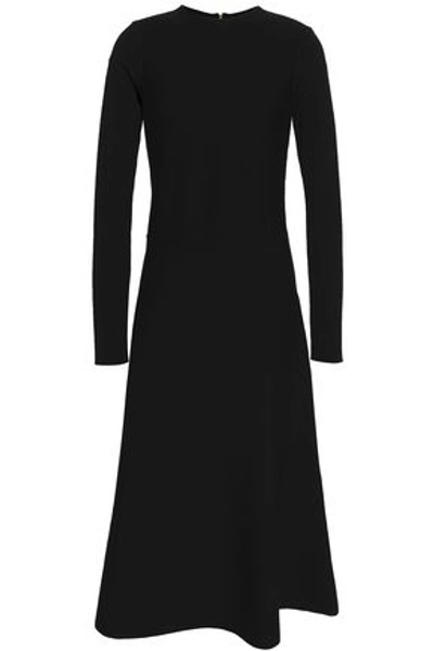 Shop Agnona Woman Fluted Wool-blend Dress Black