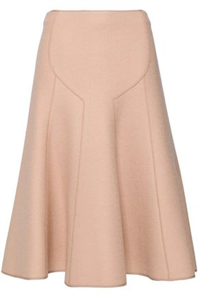Shop Agnona Flared Wool-crepe Midi Skirt In Blush