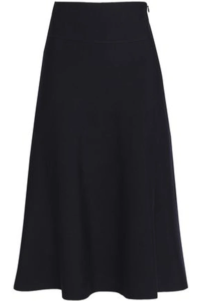 Shop Agnona Woman Wool-blend Midi Skirt Midnight Blue