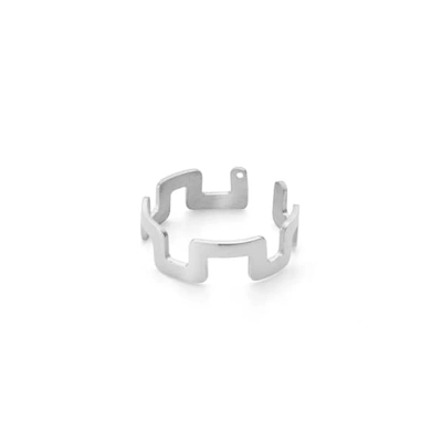 Shop Ekria Small Square Stackable Ring Shiny White Gold