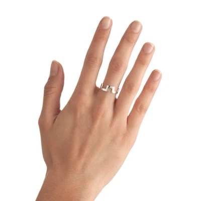 Shop Ekria Small Square Stackable Ring Shiny White Gold