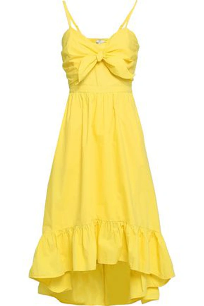 Shop Joie Knotted Cutout Cotton-poplin Midi Dress In Bright Yellow