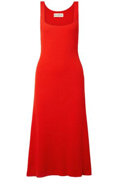 Shop Mara Hoffman Woman Vita Ribbed Cotton Dress Red