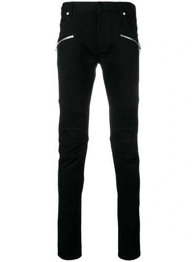 Shop Balmain Skinny Zipped Jeans - Black