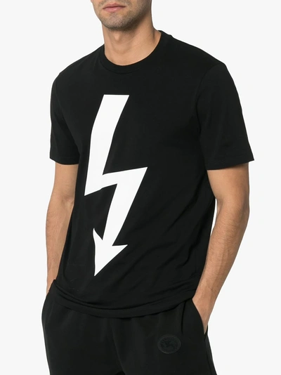 Shop Neil Barrett Large Lightning Bolt Short Sleeved T-shirt In 524 Black / White