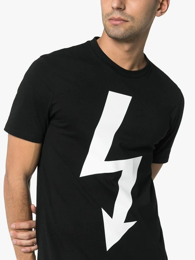 Shop Neil Barrett Large Lightning Bolt Short Sleeved T-shirt In 524 Black / White