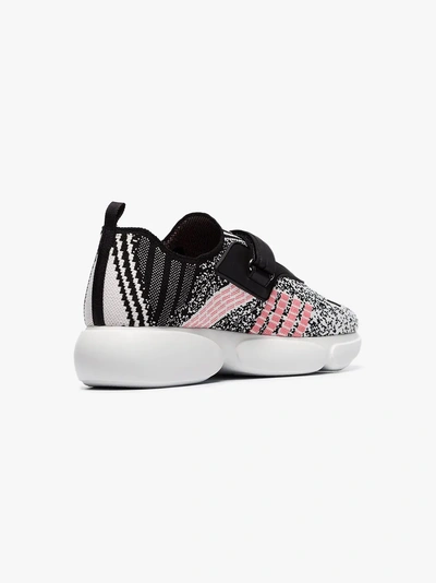 Shop Prada White And Pink Cloudbust Intarsia Sneakers In Pink/white