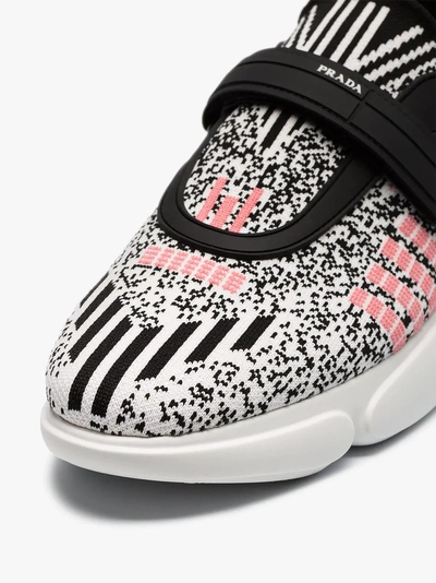 Shop Prada White And Pink Cloudbust Intarsia Sneakers In Pink/white