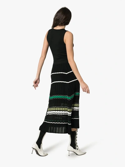 Shop Proenza Schouler Sleeveless Ribbed Skirt Knitted Dress In 1222 Black