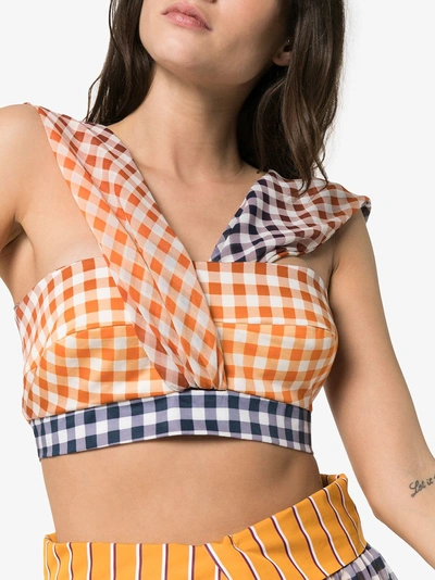 Shop Silvia Tcherassi Hinojo Gingham Check Top In Multi Amber