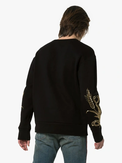 Shop Gucci Logo Embellished Cotton Sweatshirt In 1082  Black