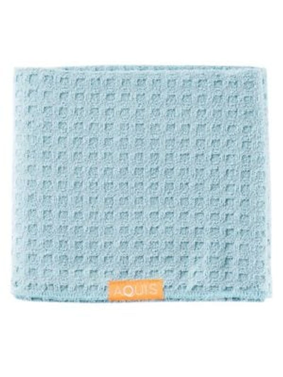 Shop Aquis Waffle Luxe Hair Towel In Dream Boat Blue