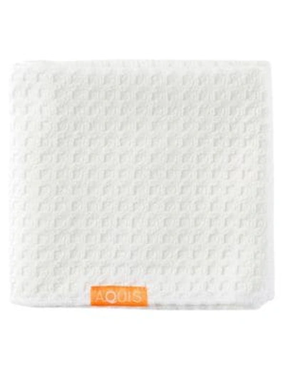 Shop Aquis Waffle Luxe Hair Towel In White