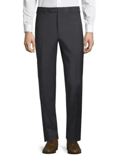 Shop Zanella Devon Box Check Wool Trousers In Navy