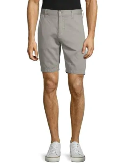 Shop 7 For All Mankind Cotton-linen Chino Shorts In Light Grey