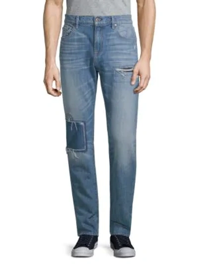 Shop 7 For All Mankind Adrien Slim-fit Distressed Jeans In Blue
